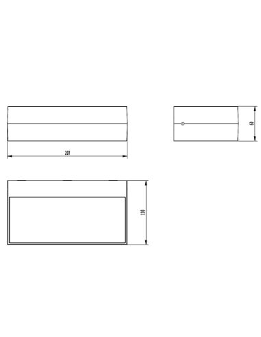 Aplique LED exterior rectangular Draco antracita texturizado, 5K 3000K 630Lm, IP54 medidas
