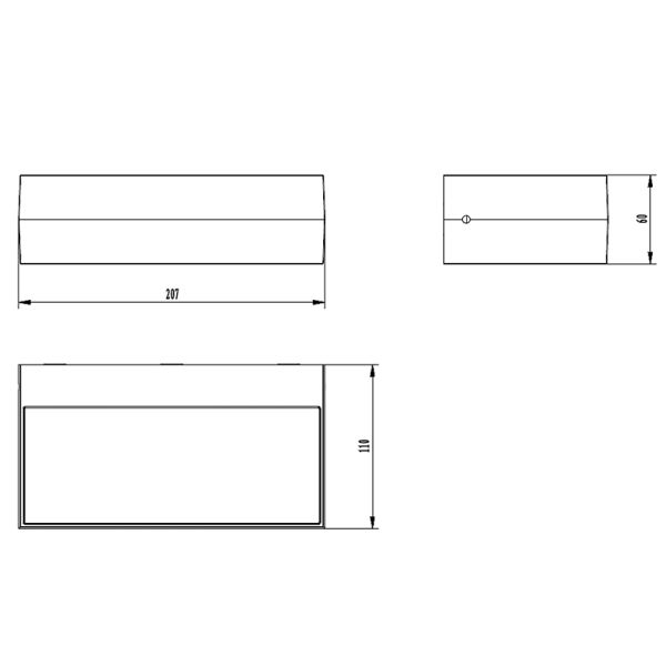 Aplique LED exterior rectangular Draco antracita texturizado, 5K 3000K 630Lm, IP54 medidas
