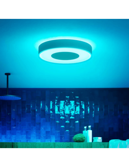 Plafón de techo inteligente Xamento grande blanco luz azul