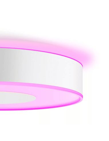 Plafón de techo inteligente Xamento grande blanco detalle luz encendida