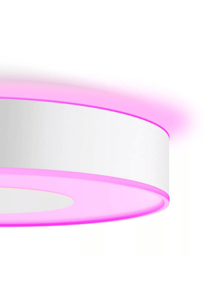 Plafón de techo inteligente Xamento grande blanco detalle luz encendida