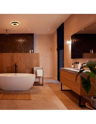 Plafonnier intelligent Xamento moyen noir dans une salle de bain