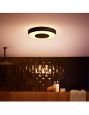 Plafón de techo inteligente Xamento mediano negro luz encedida