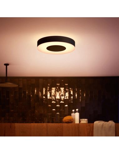 Plafón de techo inteligente Xamento mediano negro luz encedida