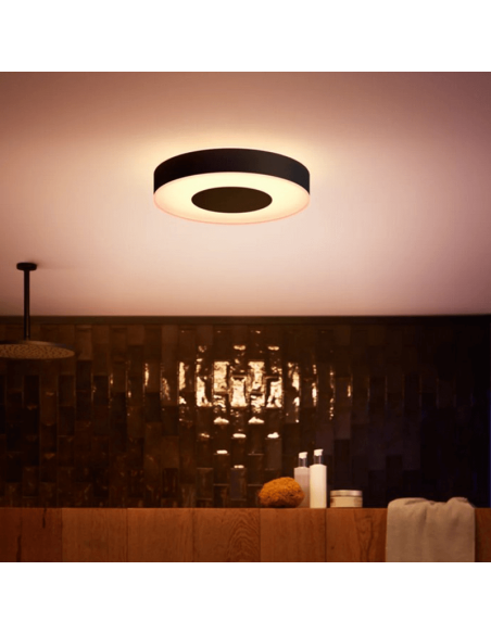 Plafón de techo inteligente Xamento mediano negro luz encedida