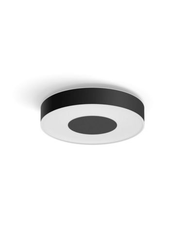 Plafon inteligente Xamento médio preto com detalhes off light