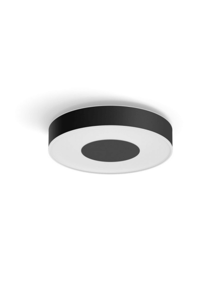 Plafonnier intelligent Xamento moyen noir avec détails d'éclairage éteint