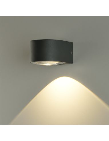 Applique murale d'extérieur LED Ania anthracite avec 1 ou 2 lumières (haut et bas) 3000K 6W 540Lm IP65 ambiant