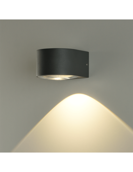 Applique murale d'extérieur LED Ania anthracite avec 1 ou 2 lumières (haut et bas) 3000K 6W 540Lm IP65 ambiant