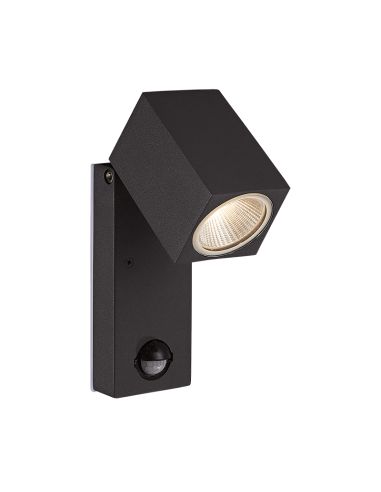 Aplique LED exterior orientable con sensor de movimiento Cala gris oscuro cuadrado 3000K 5,6W 610Lm IP54