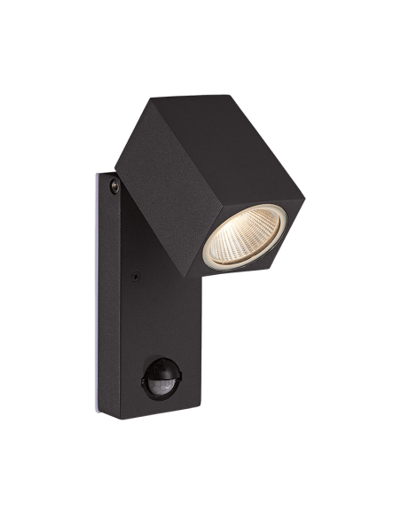 Aplique LED exterior orientable con sensor de movimiento Cala gris oscuro cuadrado 3000K 5,6W 610Lm IP54