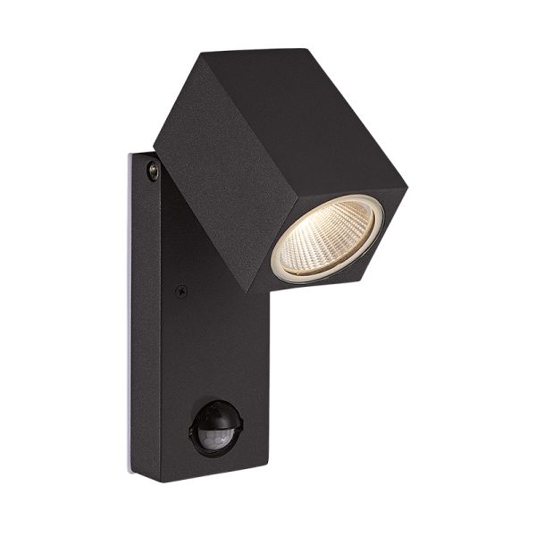 Aplique LED exterior orientable con sensor de movimiento Cala gris oscuro cuadrado 3000K 5,6W 610Lm IP54