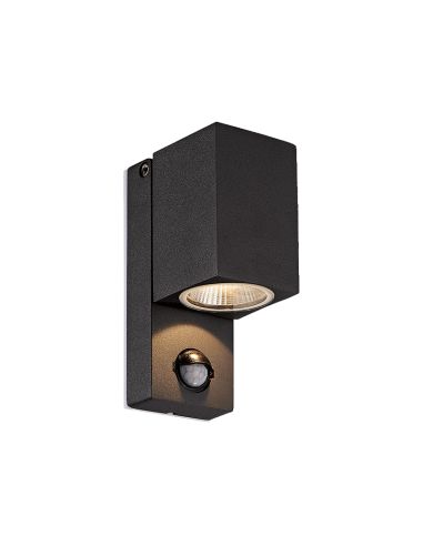 Aplique LED exterior orientable con sensor de movimiento Cala gris oscuro cuadrado 3000K 5,6W 610Lm IP54 detalle