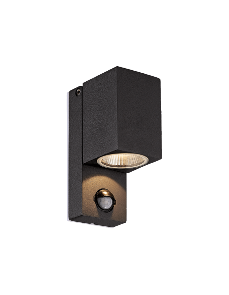 Aplique LED exterior orientable con sensor de movimiento Cala gris oscuro cuadrado 3000K 5,6W 610Lm IP54 detalle