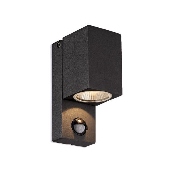 Aplique LED exterior orientable con sensor de movimiento Cala gris oscuro cuadrado 3000K 5,6W 610Lm IP54 detalle