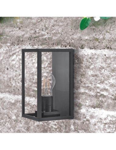Aplique LED exterior Cube antracita para bombilla E27 15W IP54 ambiente pared