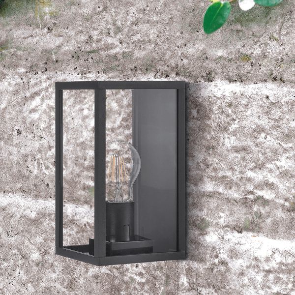 Applique murale exterieure LED Cube anthracite pour ampoule E27 15W IP54 ambiance murale