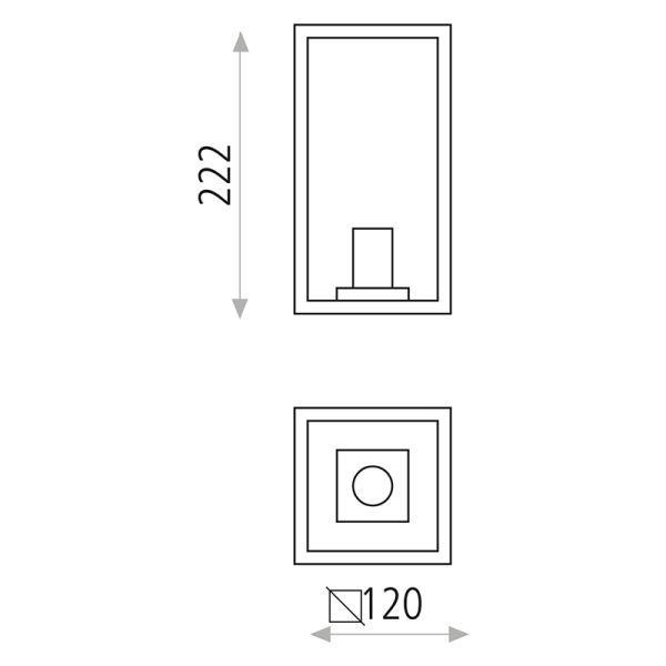 Applique murale LED d'extérieur Cube anthracite pour ampoule E27 15W mesures IP54