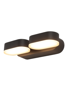 Applique extérieure LED 2 lumières Kansas noir 3000K 2x5,5W 800Lm IP54