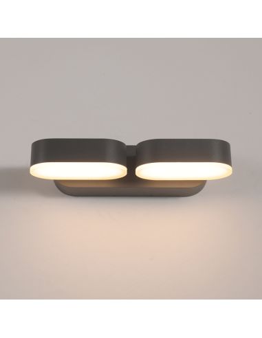 Aplique exterior LED 2 Luces Kansas negro 3000K 2x5,5W 800Lm IP54 vista