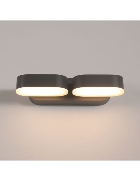 Applique extérieure LED 2 lumières Kansas noir 3000K 2x5.5W 800Lm IP54