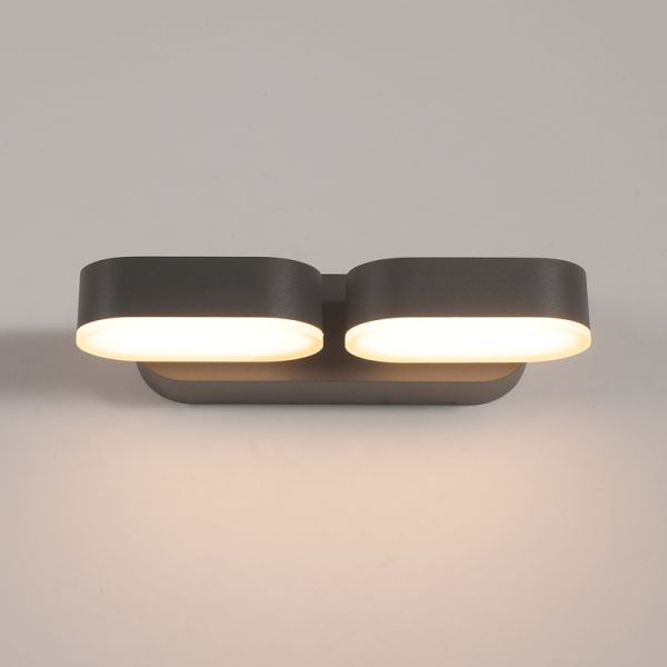 Applique extérieure LED 2 lumières Kansas noir 3000K 2x5.5W 800Lm IP54