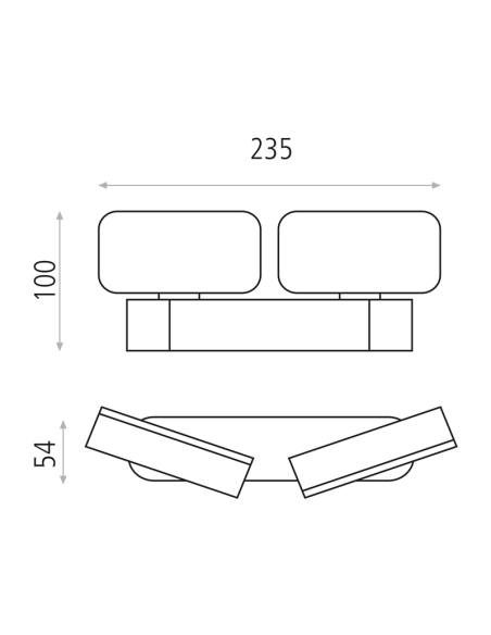 Aplique exterior LED 2 Luces Kansas negro 3000K 2x5,5W 800Lm IP54 medidas
