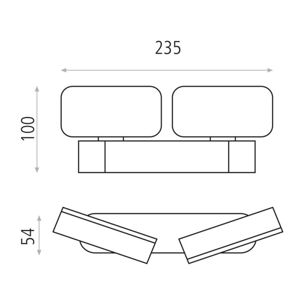 Aplique exterior LED 2 Luces Kansas negro 3000K 2x5,5W 800Lm IP54 medidas