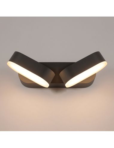 Candeeiro de parede exterior LED 2 luzes Kansas preto 3000K 2x5,5W 800Lm IP54 ajustável