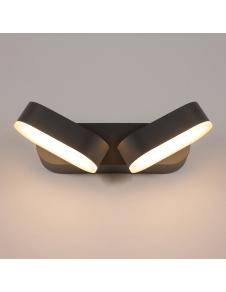 Candeeiro de parede exterior LED 2 luzes Kansas preto 3000K 2x5,5W 800Lm IP54 ajustável