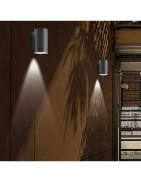 Candeeiro de parede exterior LED Nori antracite com 1 ou 2 luzes E27 15W IP65 ambiente