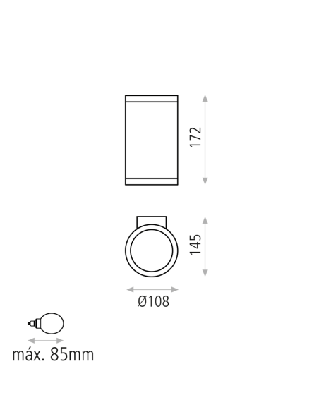 Candeeiro de parede exterior LED Nori antracite com 1 ou 2 luzes E27 15W Medidas IP65