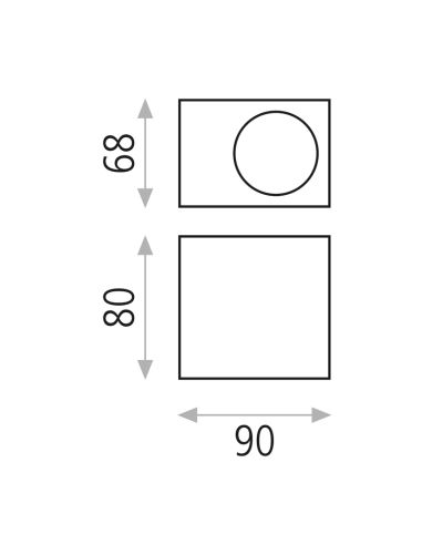 Applique d'extérieur Okra LED avec 1 lumière anthracite 3000K 6W 550Lm ou 1100Lm mesures