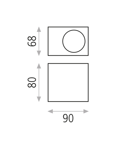 Applique d'extérieur Okra LED avec 1 lumière anthracite 3000K 6W 550Lm ou 1100Lm mesures