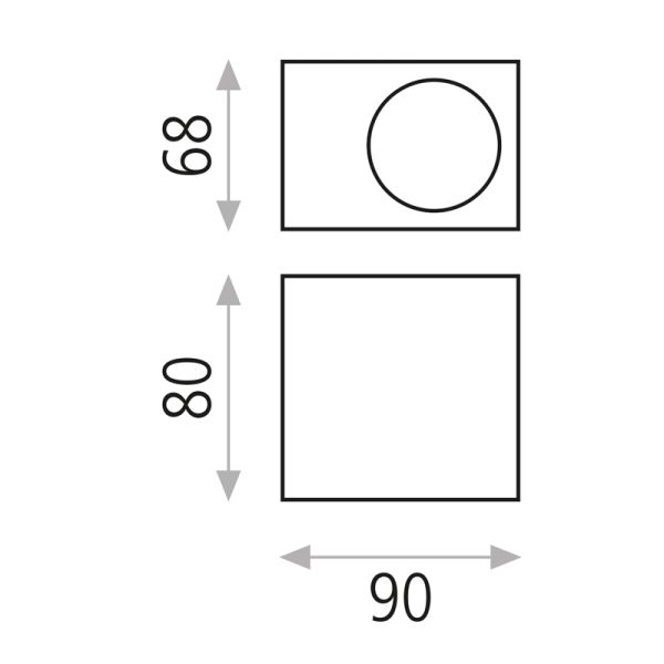 Applique d'extérieur Okra LED avec 1 lumière anthracite 3000K 6W 550Lm ou 1100Lm mesures