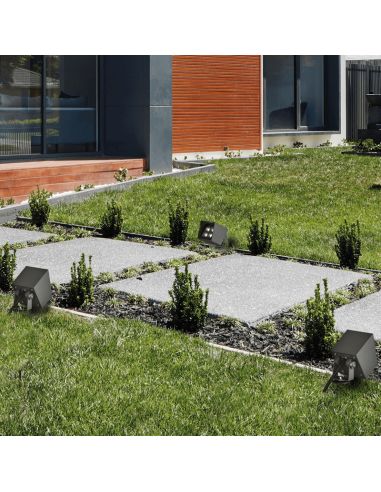 Gyrophare avec piquet pour gazon Apus anthracite carré 3000K 6W 550Lm environnement IP65