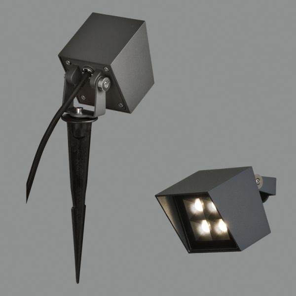 Baliza con Pincho para césped Apus antracita cuadrado 3000K 6W 550Lm IP65 detalle con pincho