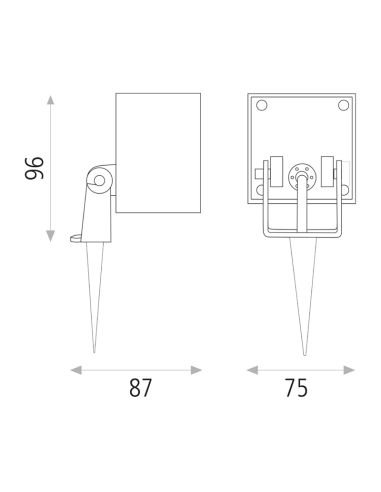 Balise avec piquet pour gazon Apus anthracite carré 3000K 6W 550Lm IP65 mesures