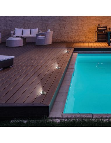 Empotrable LED exterior suelo aluminio Indus con 1 Luz  GU10 8W IP67 piscina