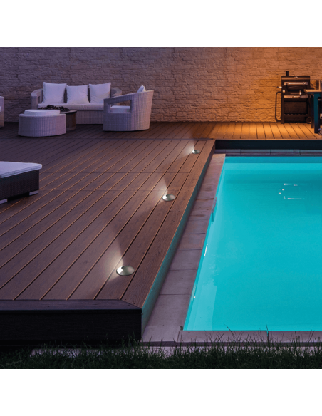 Empotrable LED exterior suelo aluminio Indus con 1 Luz  GU10 8W IP67 piscina