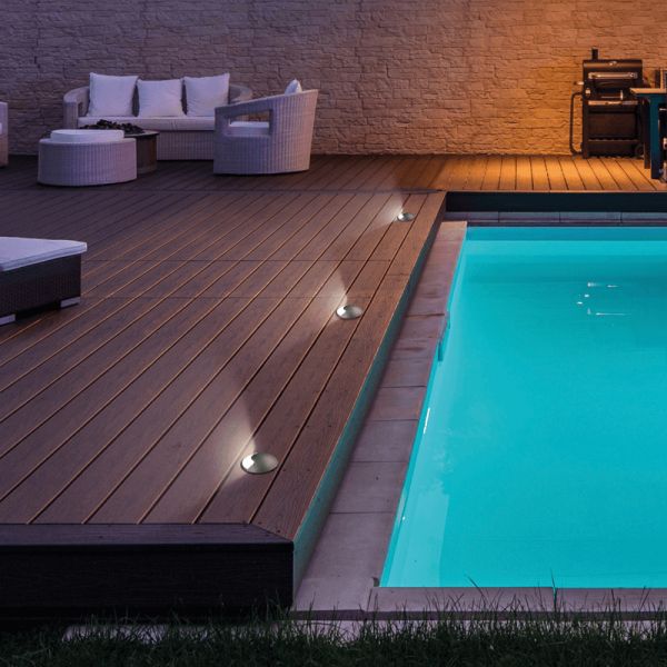 Empotrable LED exterior suelo aluminio Indus con 1 Luz  GU10 8W IP67 piscina