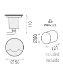 Empotrable LED exterior suelo aluminio Indus con 1 Luz  GU10 8W IP67 medidas