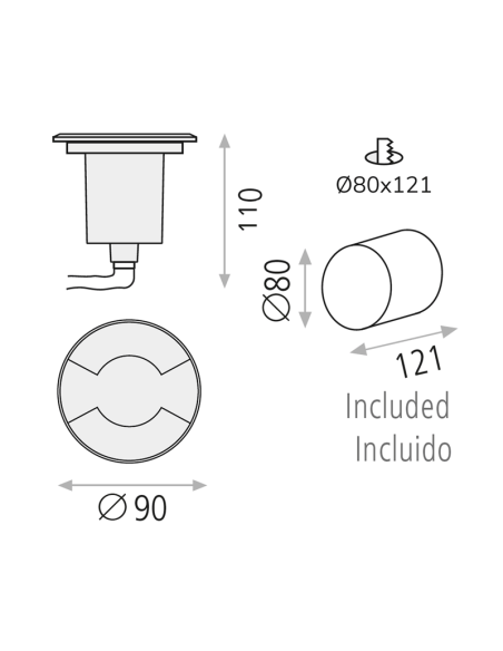 Indus de alumínio moído de LED externo embutido com 2 luzes GU10 8W IP67 medidas