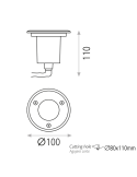 Empotrable LED exterior suelo Nemo Acero Inoxidable GU10 8W IP67 medidas