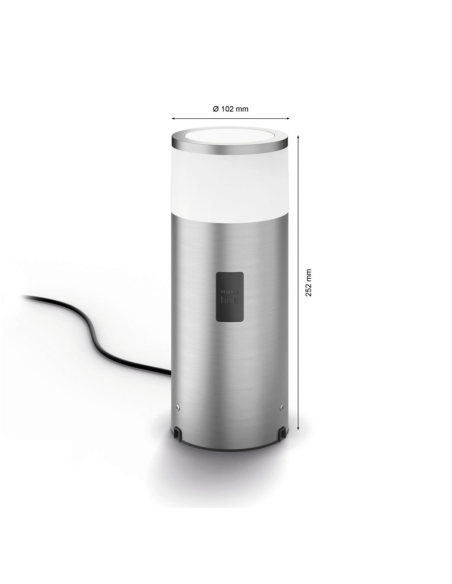 Medidas do produto de farol externo LED inteligente Calla cromado fosco 8W