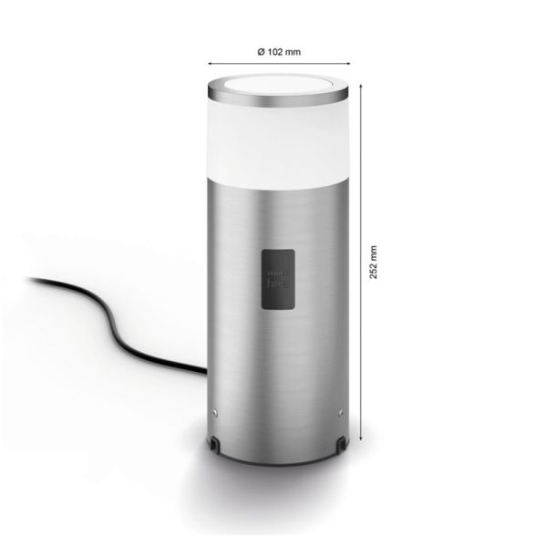 Medidas do produto de farol externo LED inteligente Calla cromado fosco 8W