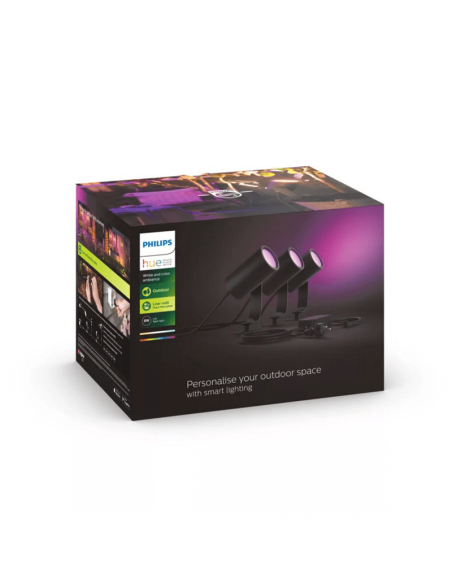 Pack de 3 focos LED inteligentes Lily para utilização no exterior Caixa de produto 8W
