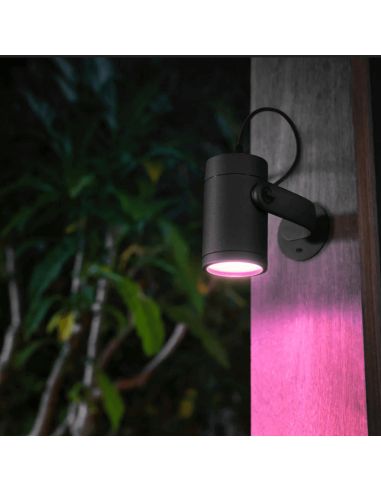 Refletor LED extensível para exterior Lily black 8W num jardim em