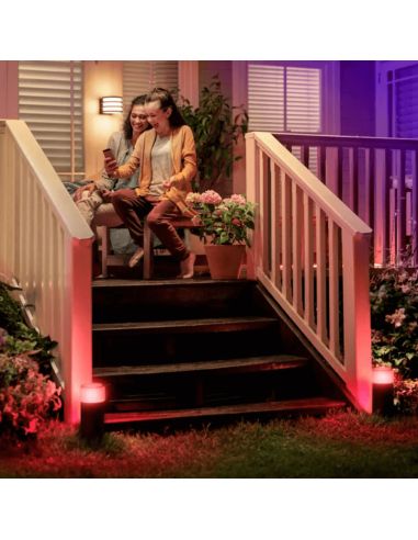 Baliza LED exterior inteligente Calla, set extensión Negro en exterior