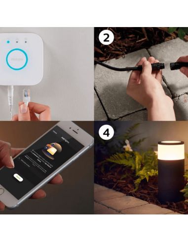 Baliza LED exterior inteligente Calla, set extensión Negro como conectar